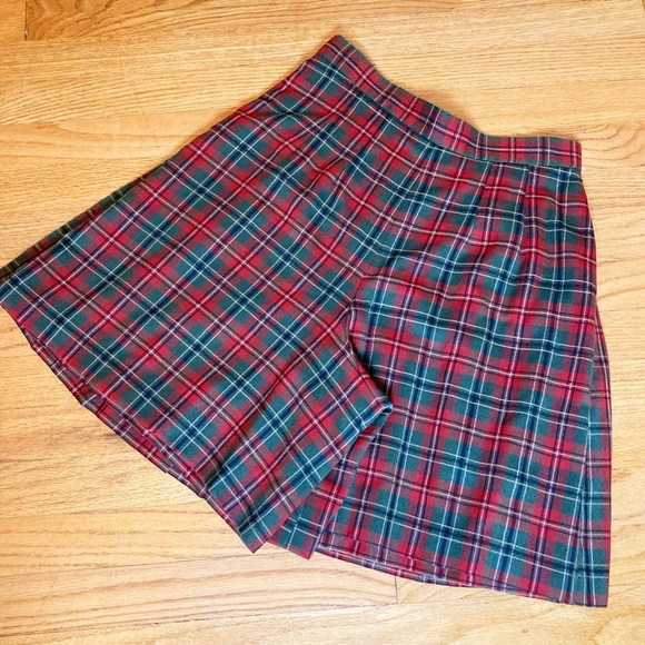 Vintage 90s Pleated Plaid Tartan Skorts 10 - Picture 4 of 7